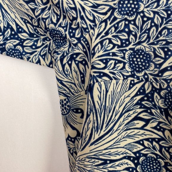 H&M x William Morris & Co 8 Floral Print Tunic Shift Dress Blue Tie Sleeves - Picture 5 of 12
